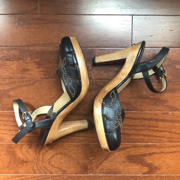Michael Kors Leather Beaded Wooden Heels size 8.5 - Picture 6 of 12